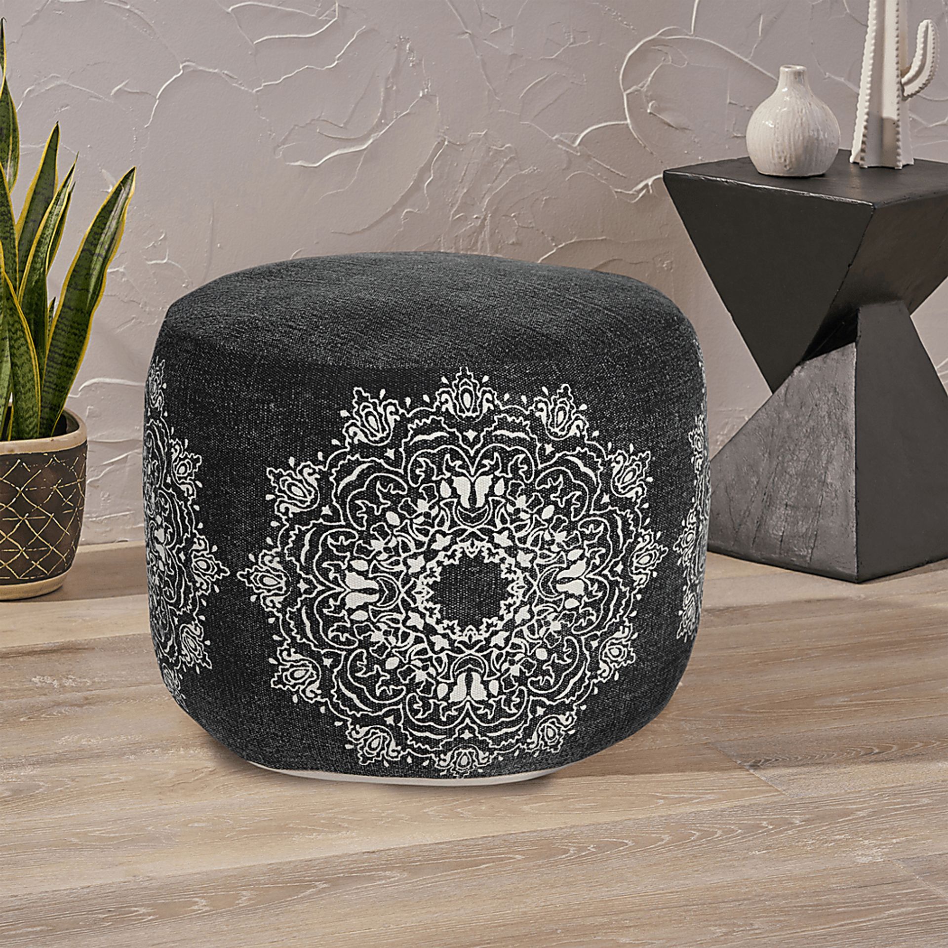 Susara Black/White Pouf - Image 3