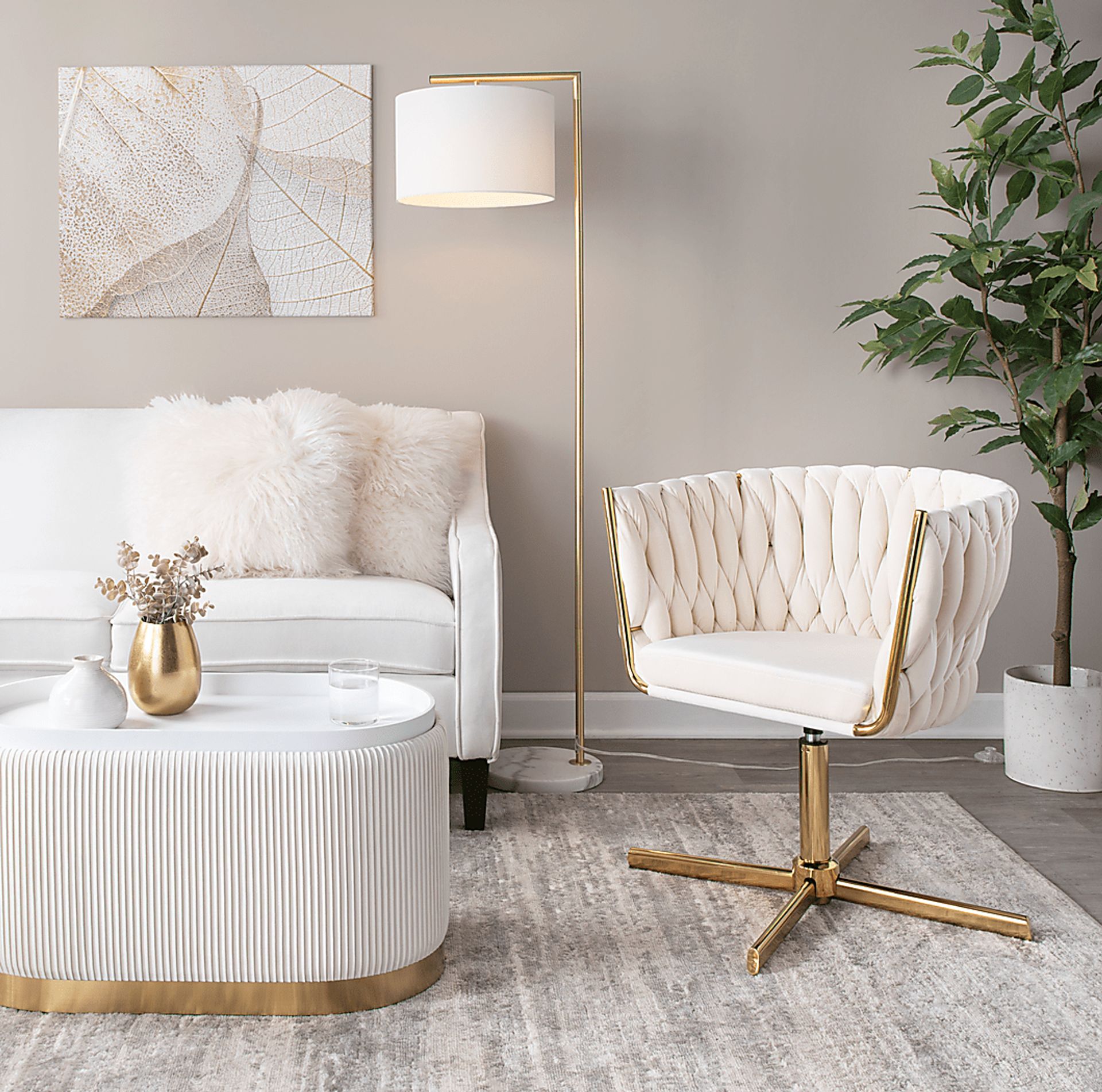 Sutcliff White Swivel Accent Chair - Image 2