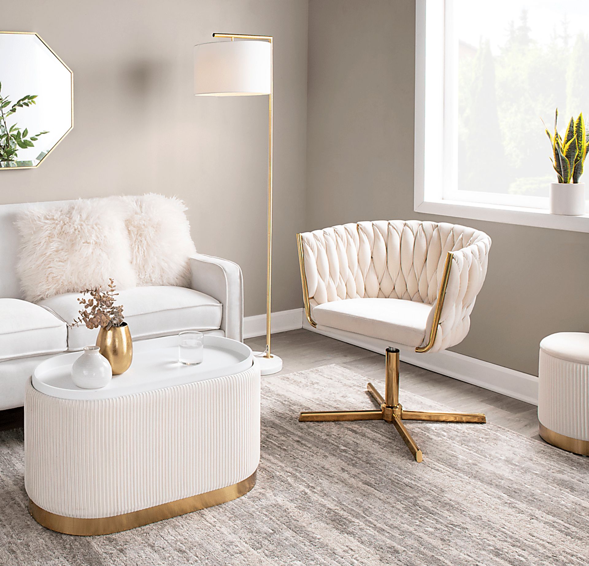 Sutcliff White Swivel Accent Chair - Image 3