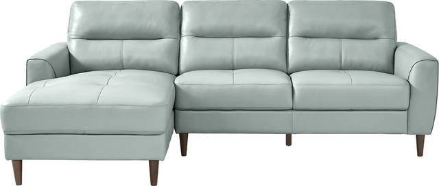 Sutton Heights Aqua Leather 2 Pc Sectional - Thumbnail - Image 1