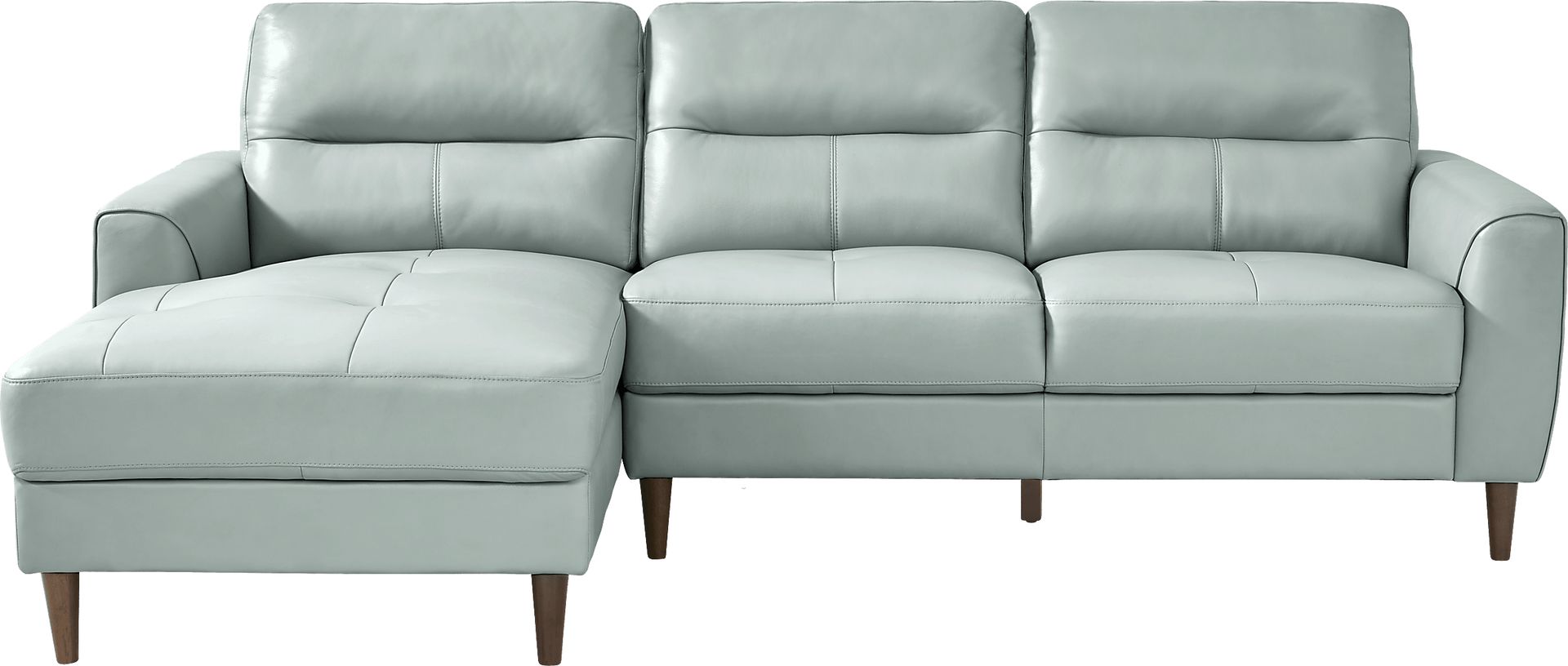 Sutton Heights Aqua Leather 2 Pc Sectional - Image 1