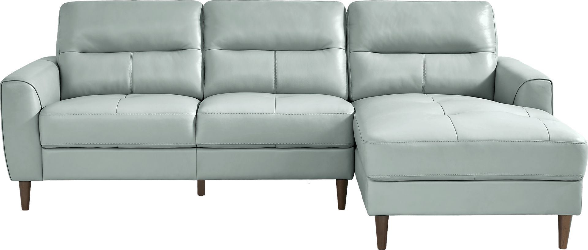 Sutton Heights Aqua Leather 2 Pc Sectional - Image 1
