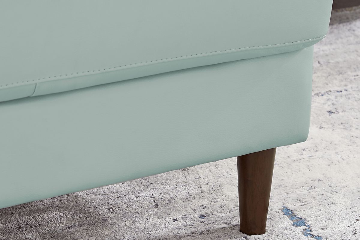 Sutton Heights Aqua Blue Leather 4 Pc With Chaise Left Arm Sectional ...
