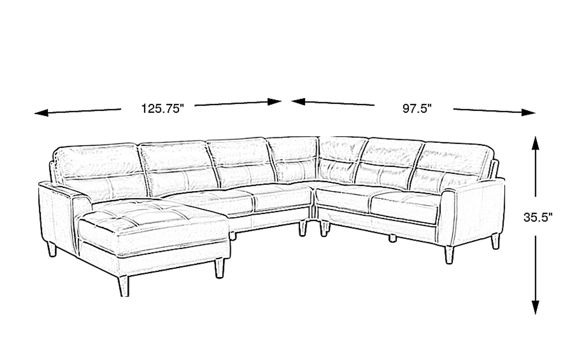 Sutton Heights Aqua Blue Leather 4 Pc With Chaise Left Arm Sectional ...