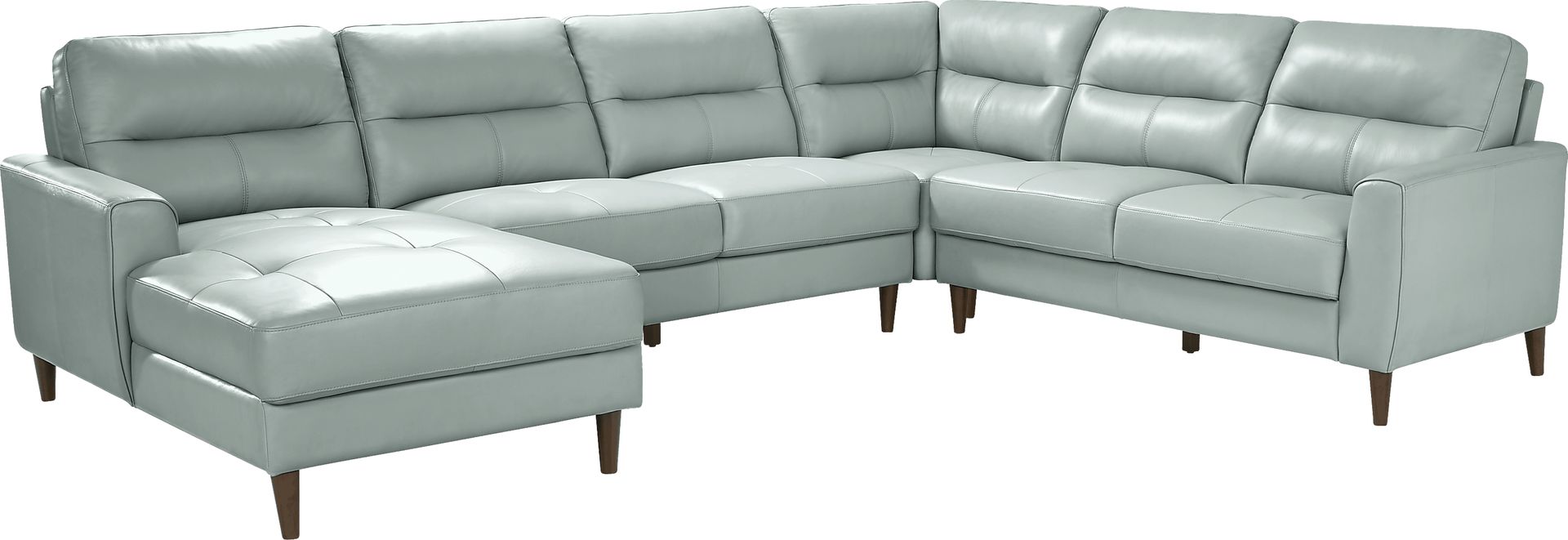 Sutton Heights Aqua Leather 4 Pc Sectional - Image 1