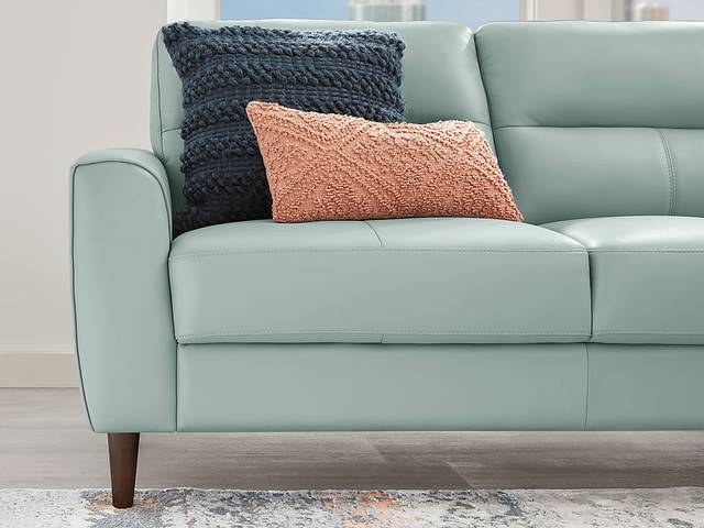 Sutton Heights Aqua Leather 4 Pc Sectional - Thumbnail - Image 4