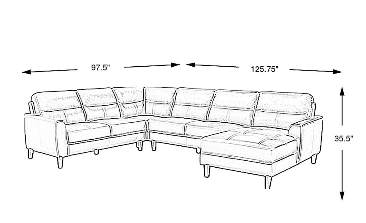 Sutton Heights Aqua Blue Leather 4 Pc With Chaise Right Arm Sectional ...