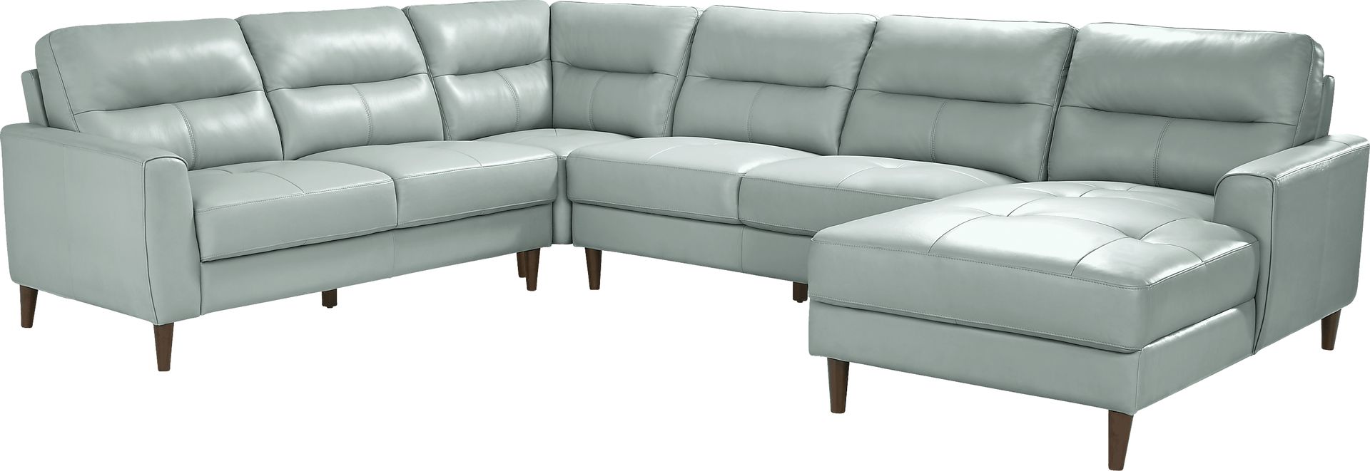 Sutton Heights Aqua Leather 4 Pc Sectional - Image 1