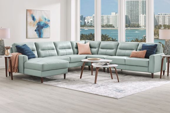 Sutton Heights Leather 5 Pc Left Arm Chaise Sectional