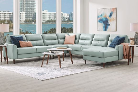 Sutton Heights Leather 5 Pc Right Arm Chaise Sectional