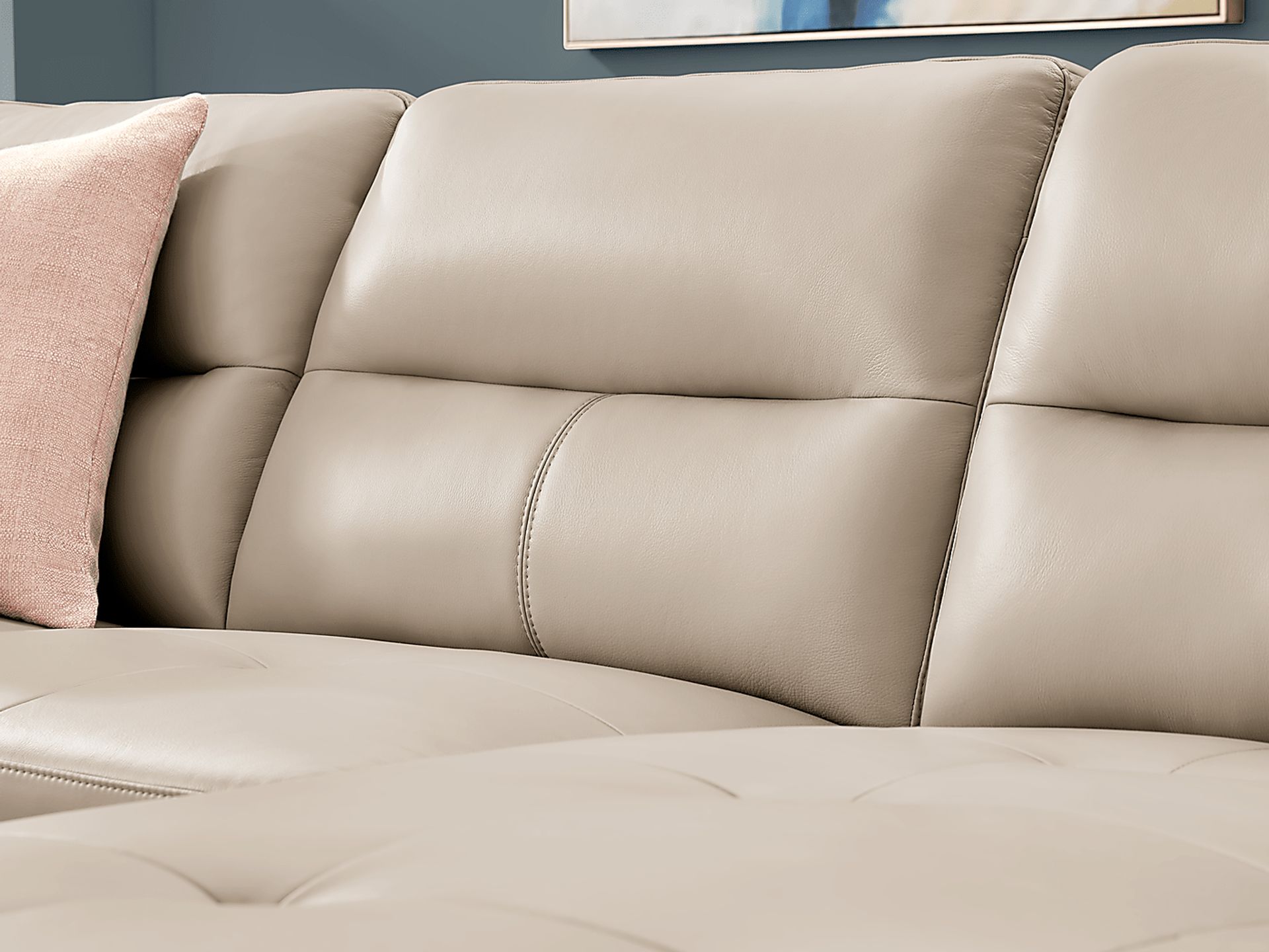 Sutton Heights Beige Leather 2 Pc Sectional - Image 5