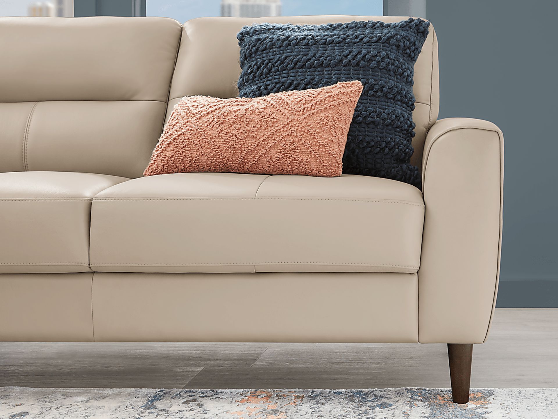Sutton Heights Beige Leather 7 Pc Sectional Living Room - Image 4