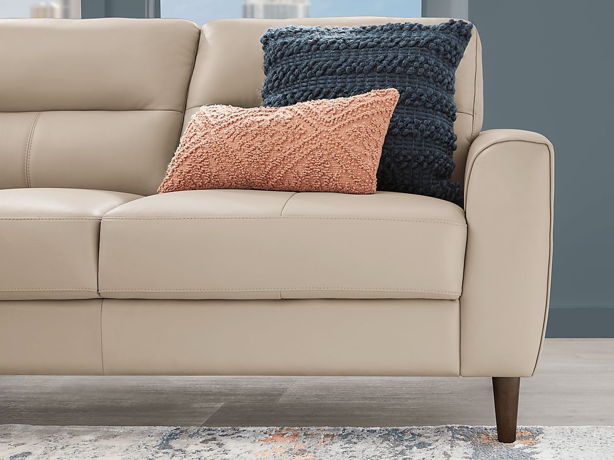 Sutton Heights 7 Pc Beige Leather Living Room Set With 4 Pc Left Arm ...