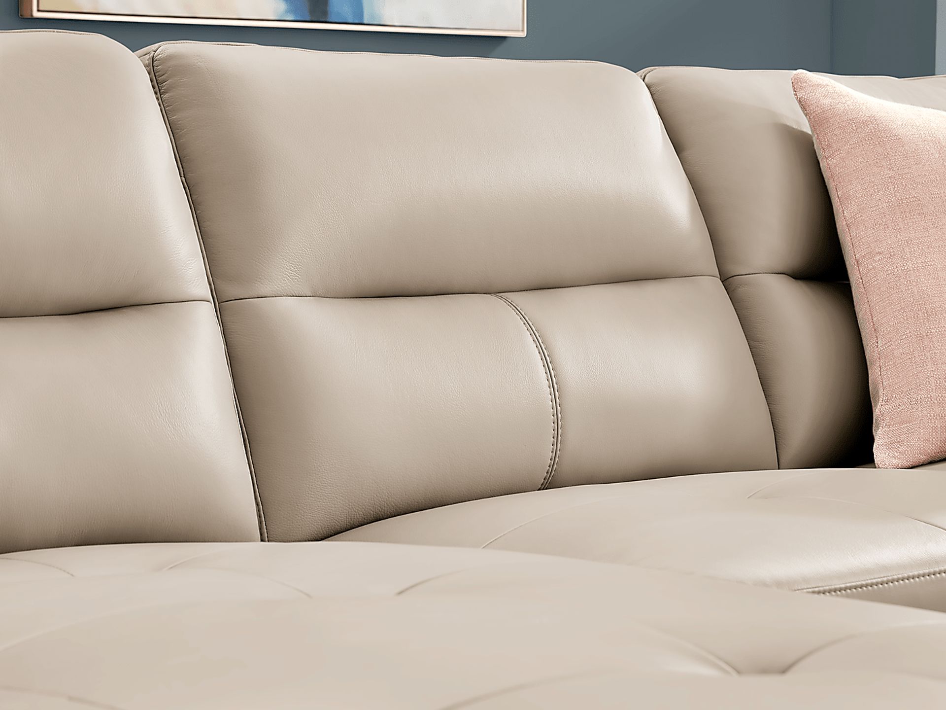 Sutton Heights Beige Leather 7 Pc Sectional Living Room - Image 5