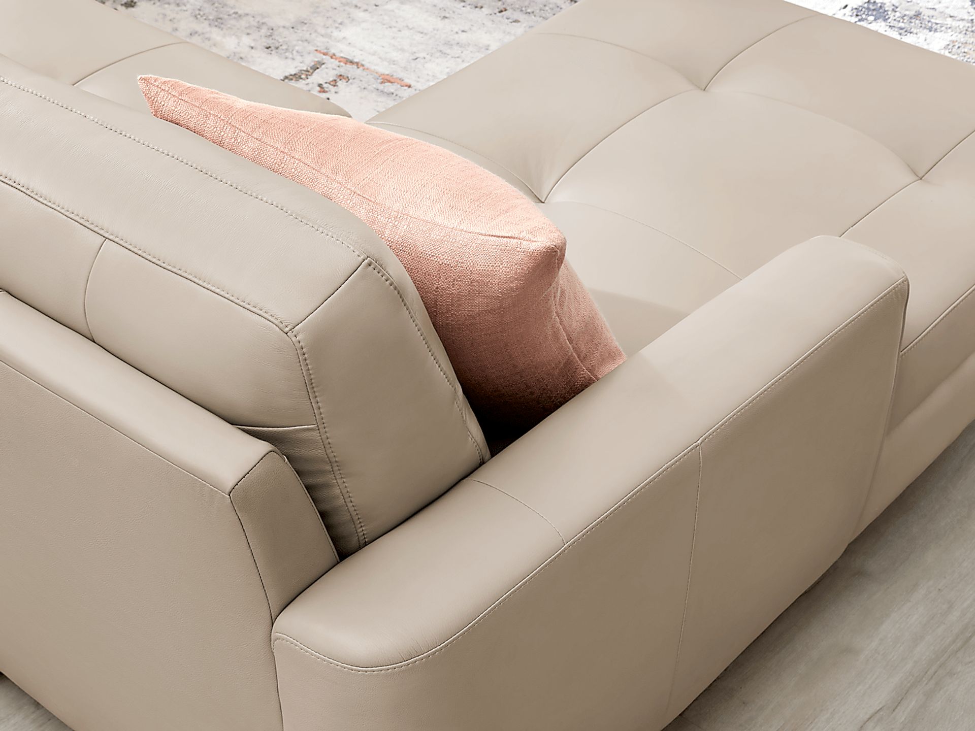 Sutton Heights Beige Leather 7 Pc Sectional Living Room - Image 6