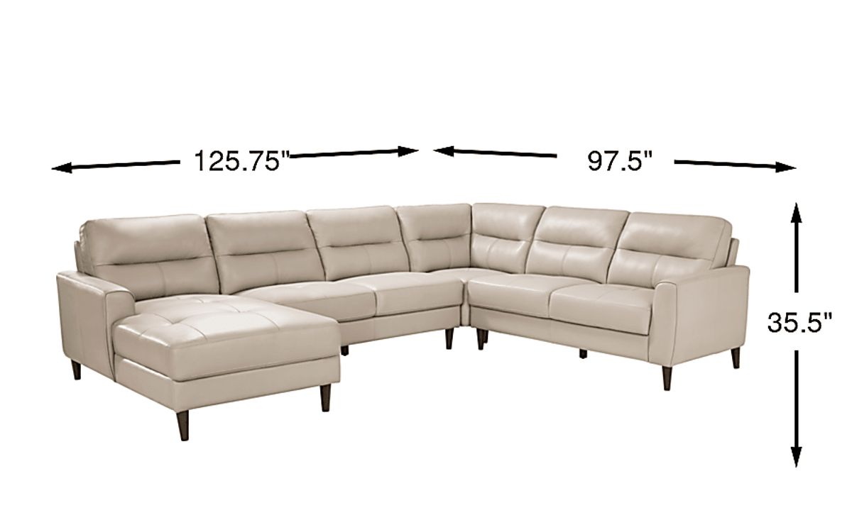Sutton Heights Beige Leather 4 Pc With Chaise Left Arm Sectional ...