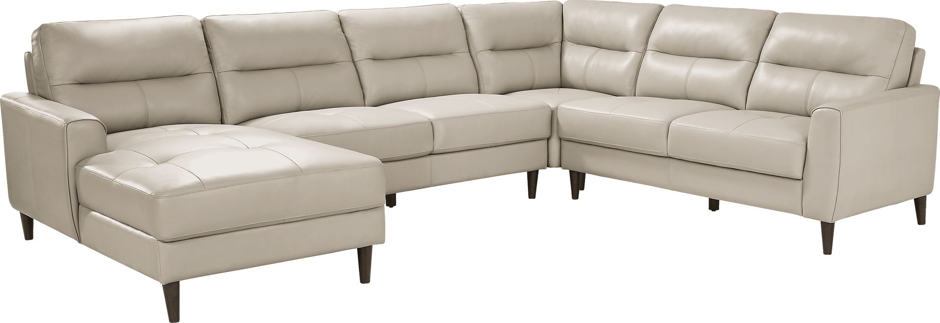 Sutton Heights Beige Leather 7 Pc Sectional Living Room - Image 2