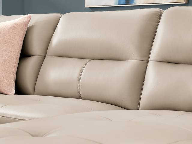 Sutton Heights Beige Leather 7 Pc Sectional Living Room - Thumbnail - Image 5