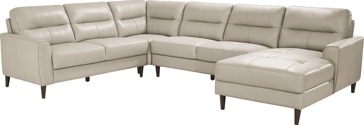 Sutton Heights Beige Leather 4 Pc With Chaise Right Arm Sectional ...