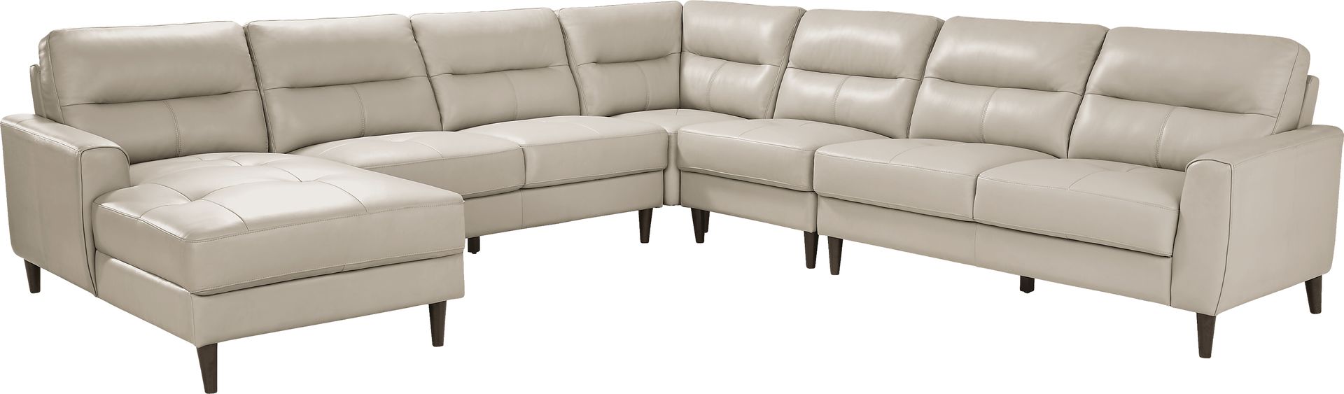 Sutton Heights Beige Leather 5 Pc Sectional - Image 1