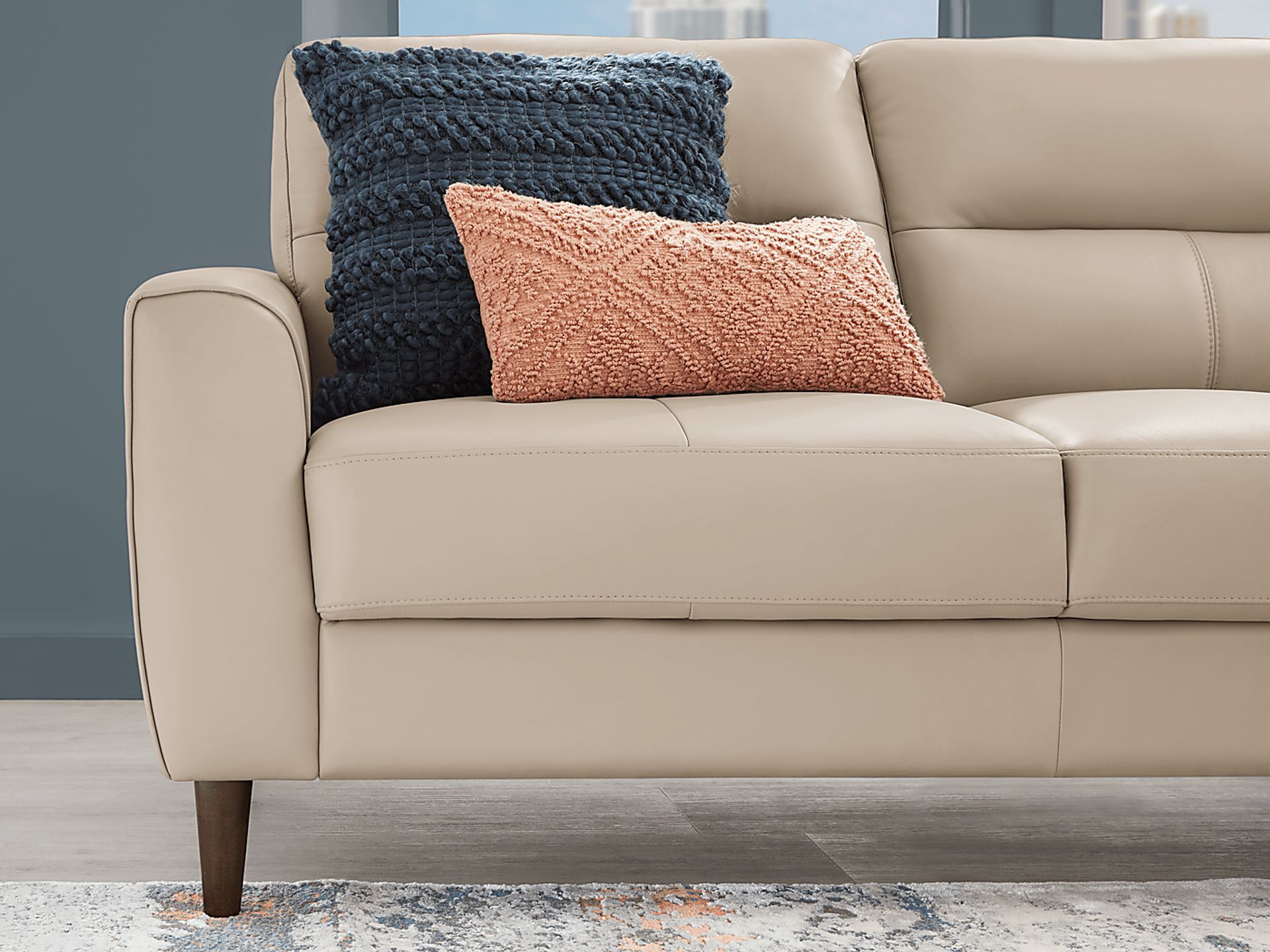Sutton Heights Beige Leather 5 Pc Sectional - Image 4