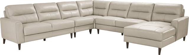 Sutton Heights Beige Leather 5 Pc Sectional - Thumbnail - Image 1