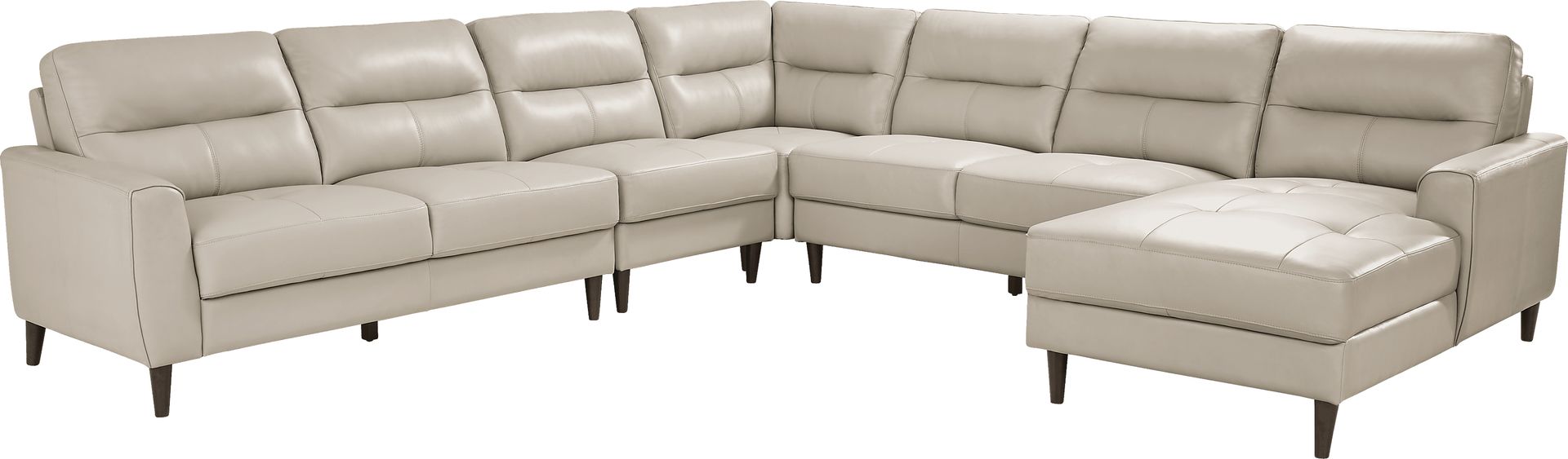 Sutton Heights Beige Leather 5 Pc Sectional - Image 1