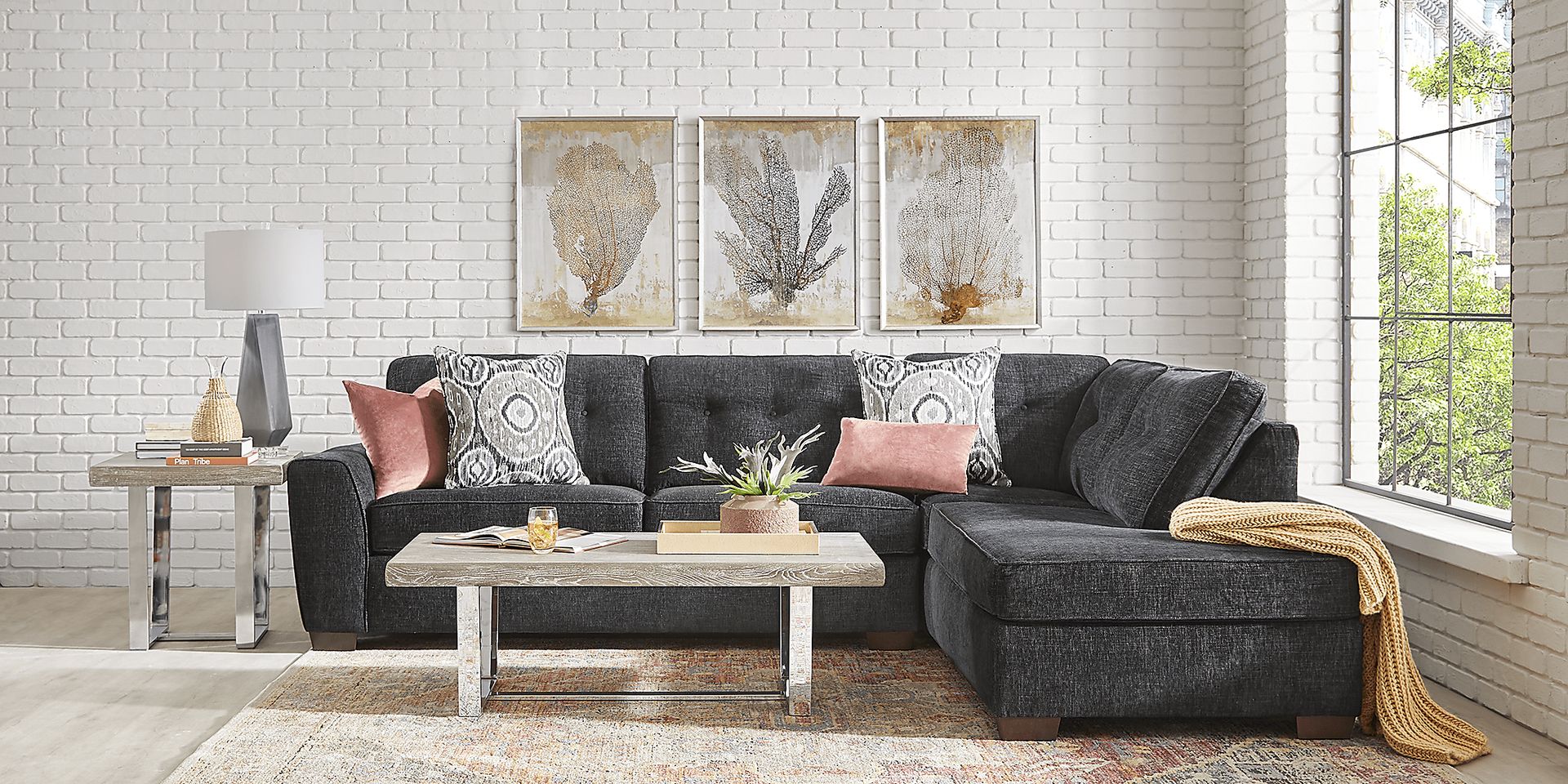 Sutton Lane Black 2 Pc Sectional - Image 3