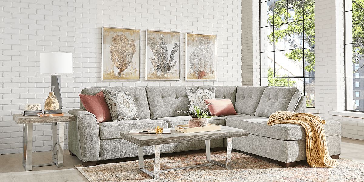 Sutton Lane Gray Polyester Fabric 2 Pc Sectional Rooms To Go