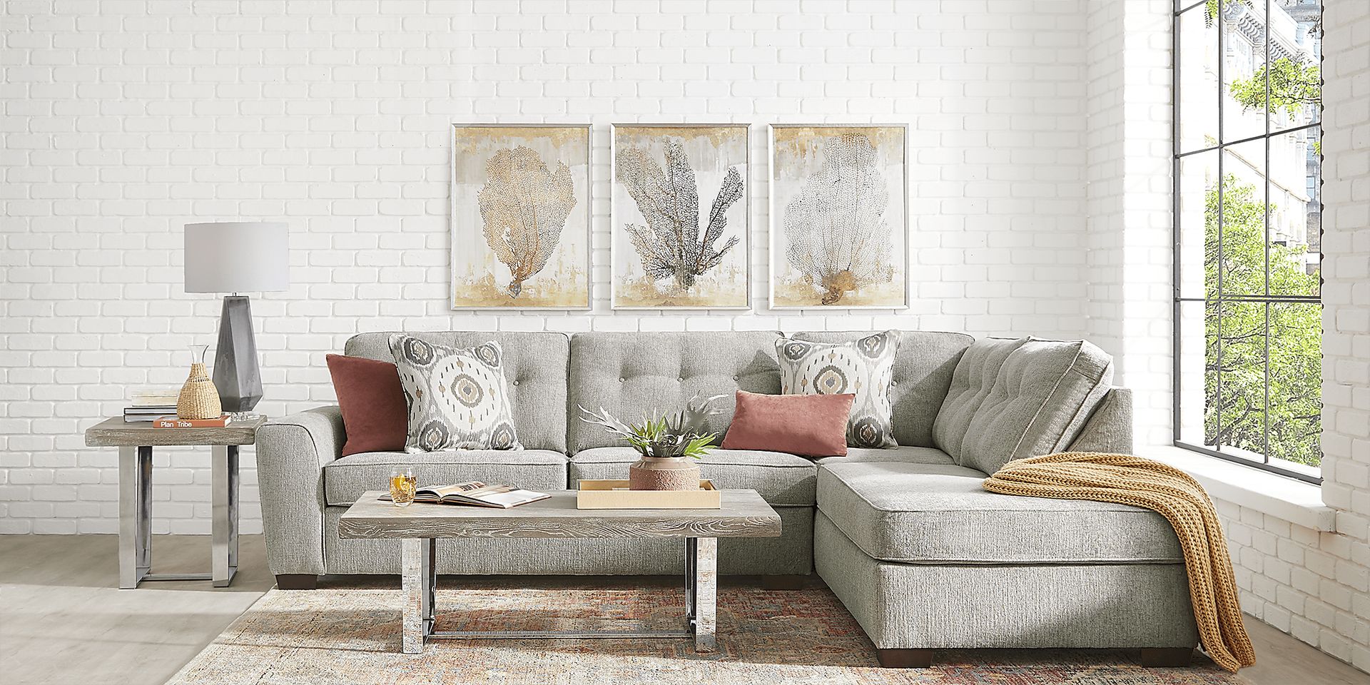 Sutton Lane Gray 5 Pc Sectional Living Room - Image 2