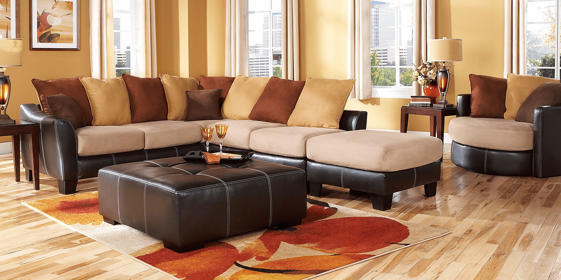 Suttons Bay Beige 7 Pc Sectional Living Room Plus HDTV - Image 1