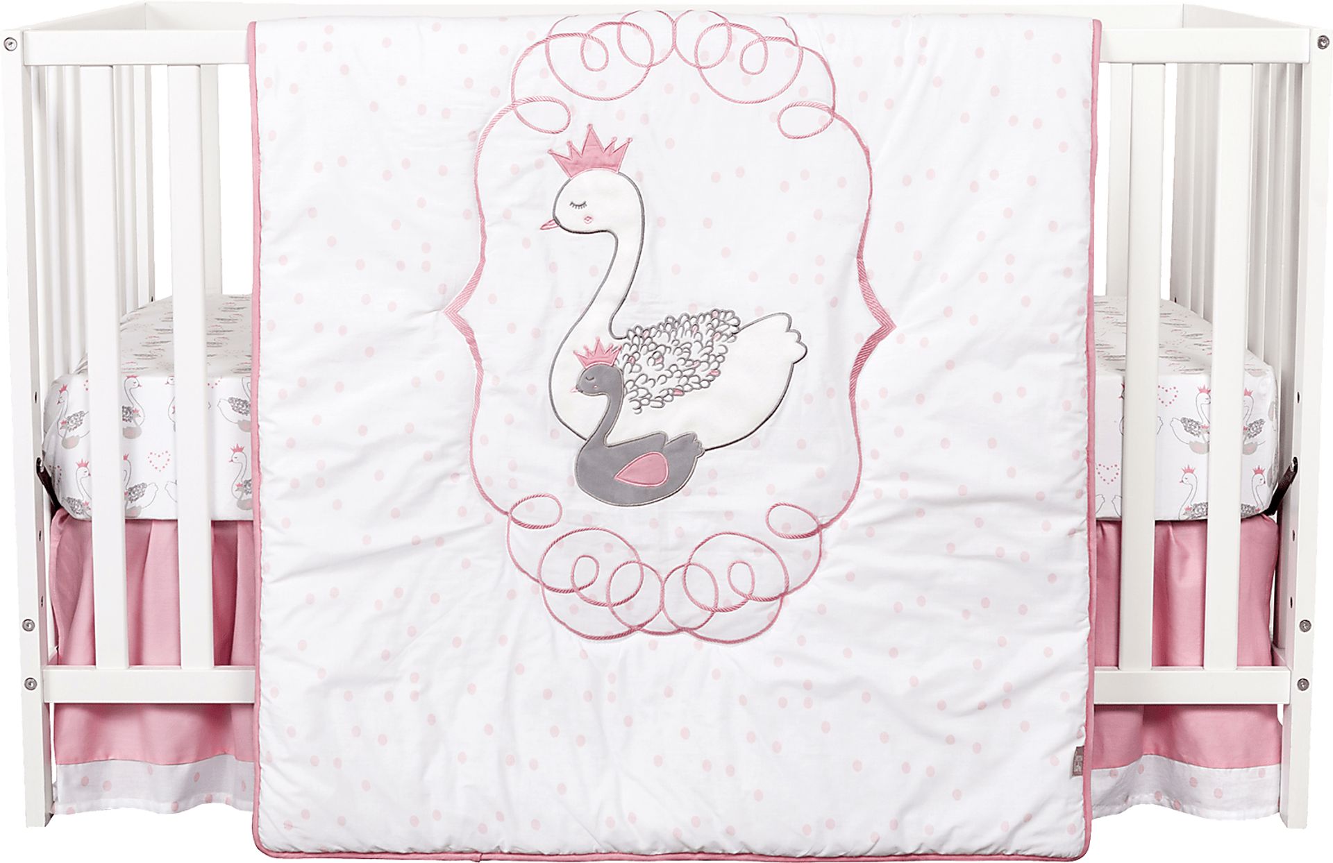 Swan Lullaby Gray 3 Pc Baby Bedding Set - Image 3
