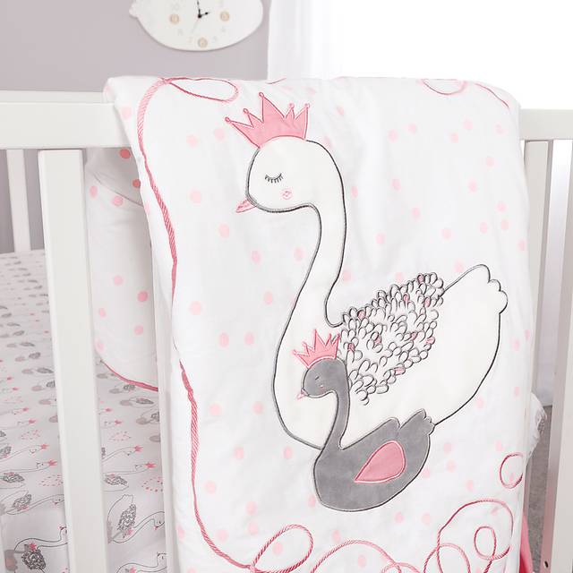 Swan Lullaby Gray 3 Pc Baby Bedding Set - Thumbnail - Image 9