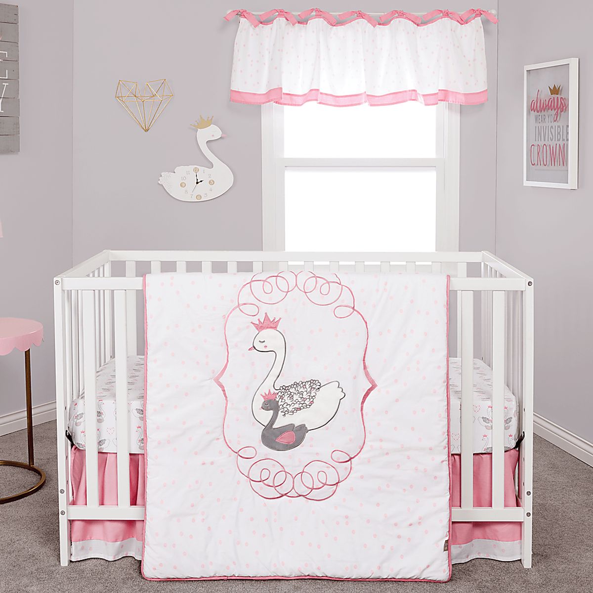 Swan Lullaby Gray Bedding Set Rooms to Go