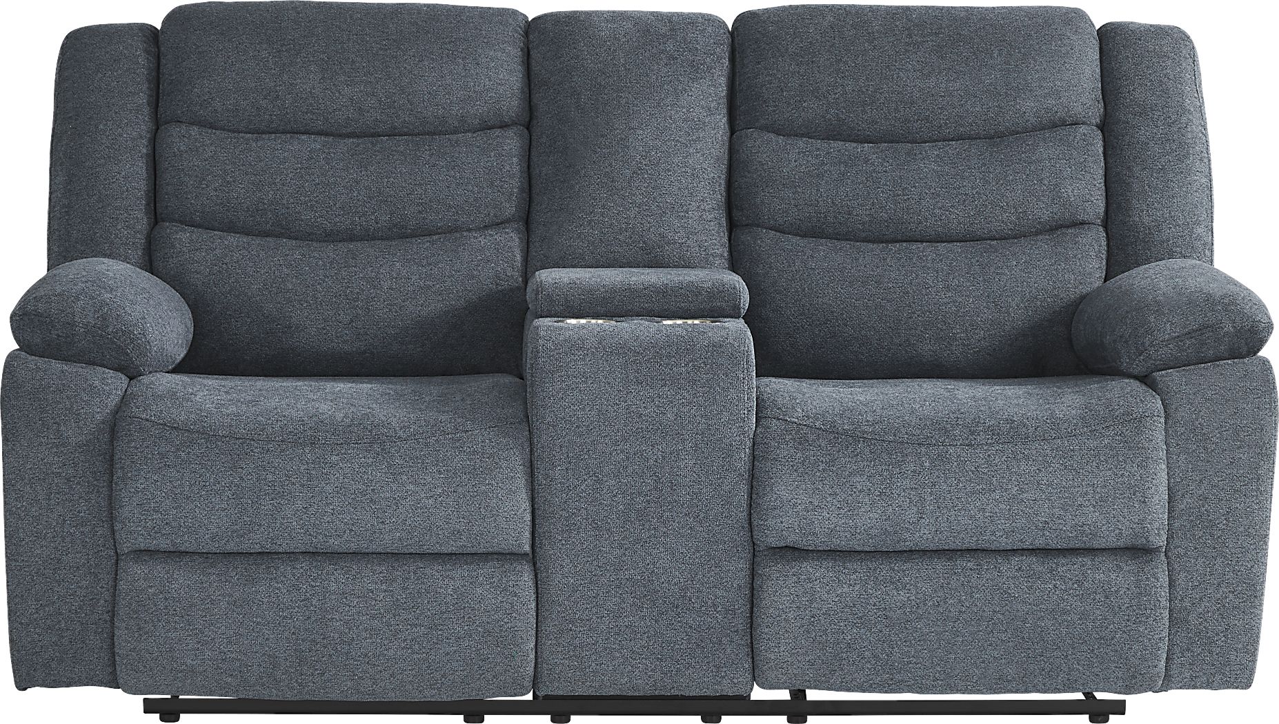 Swansea Blue Reclining Console Loveseat
