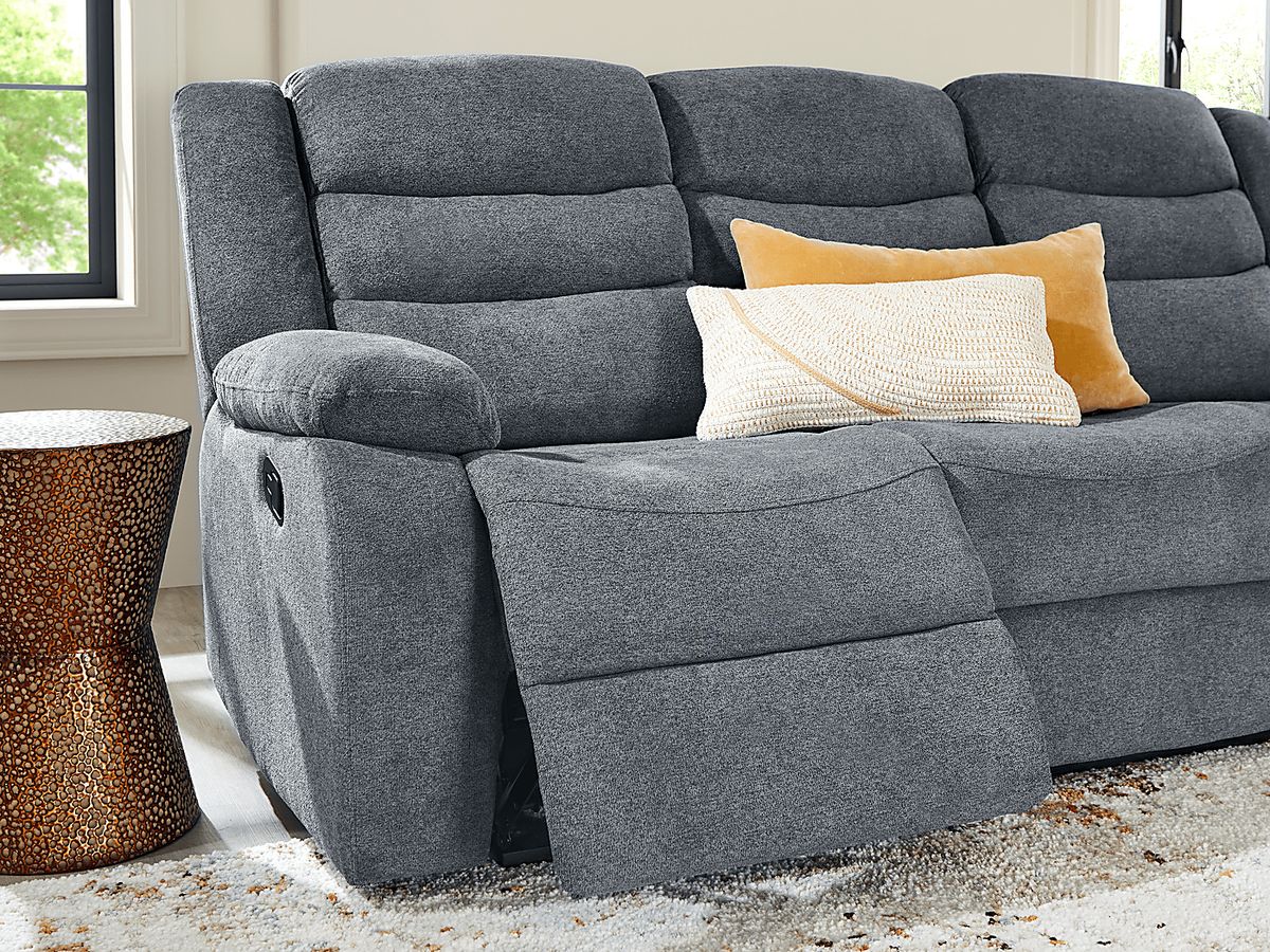 Swansea Blue Woven Non-Power Reclining Sofa | Rooms to Go