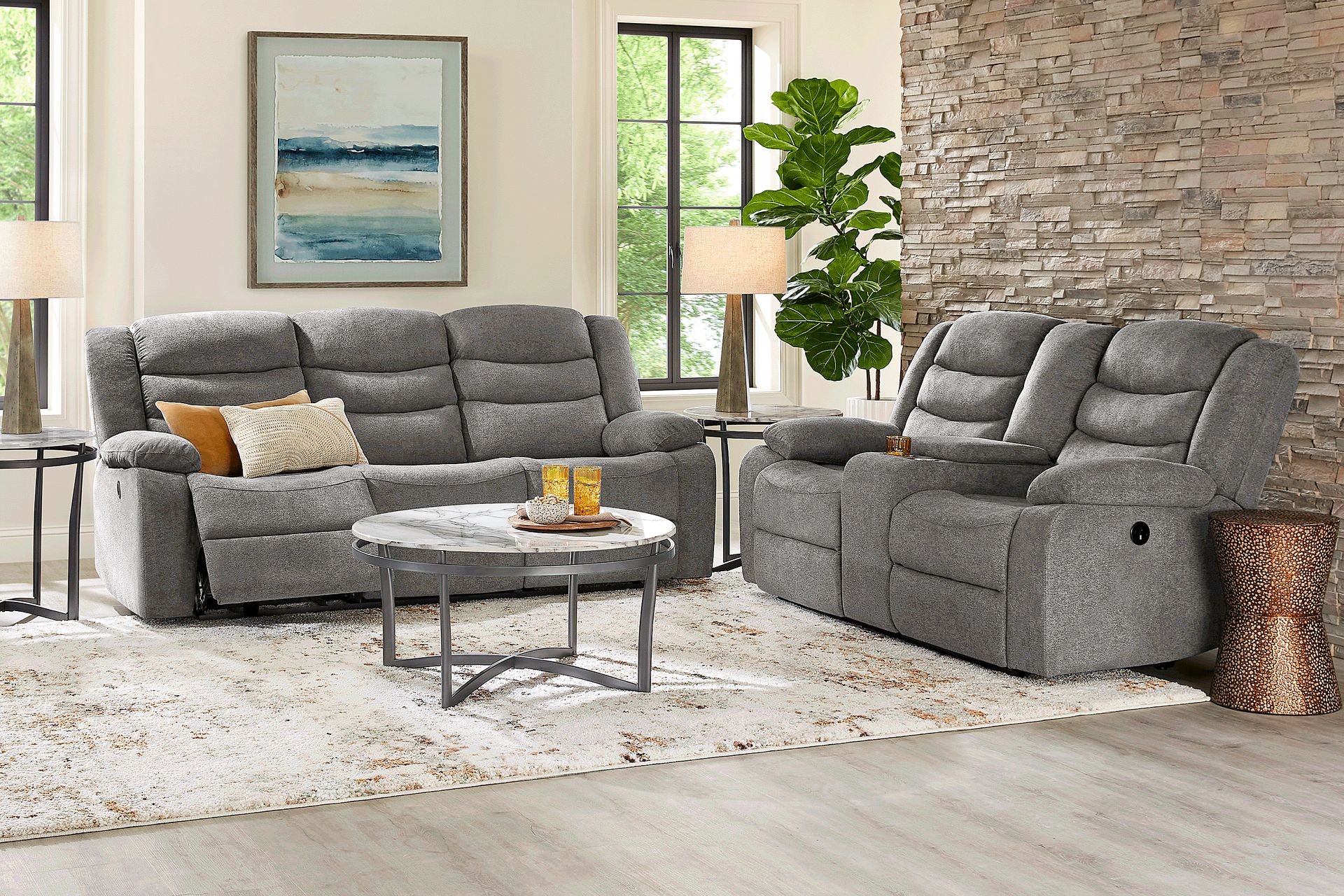 Swansea Granite 7 Pc Power Reclining Living Room - Image 1
