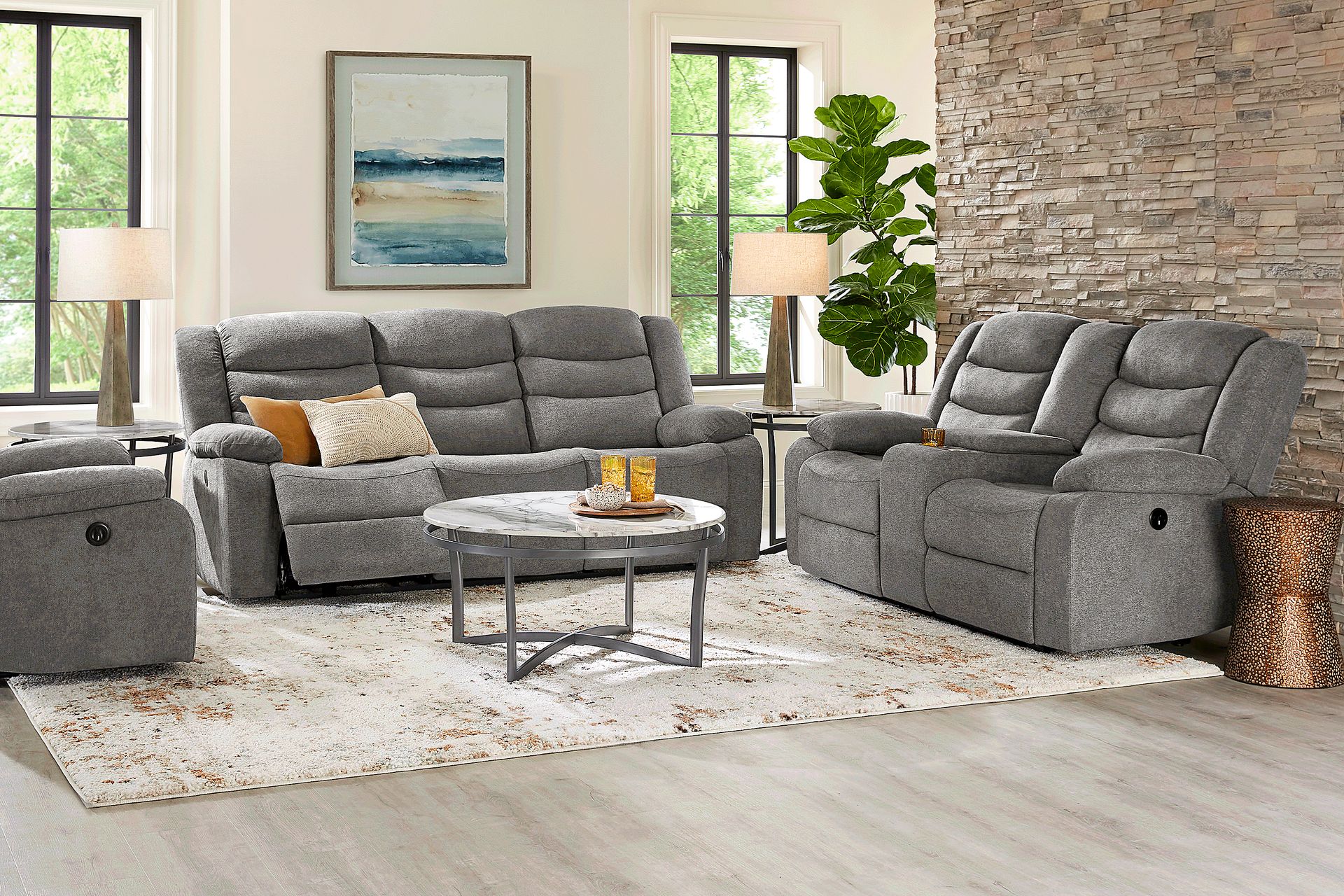 Swansea Granite 8 Pc Power Reclining Living Room - Image 1