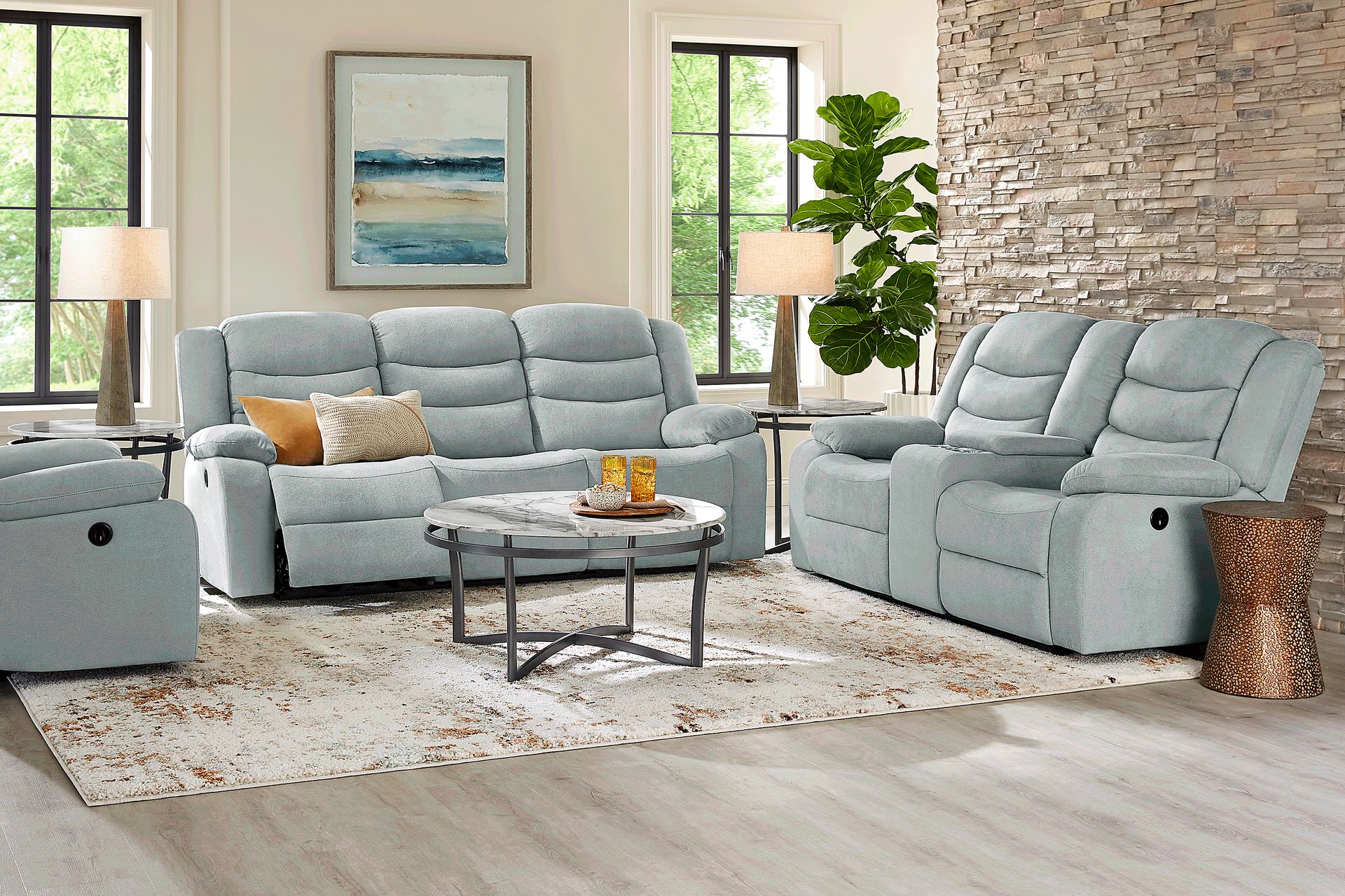 Swansea Mint 8 Pc Power Reclining Living Room - Image 1