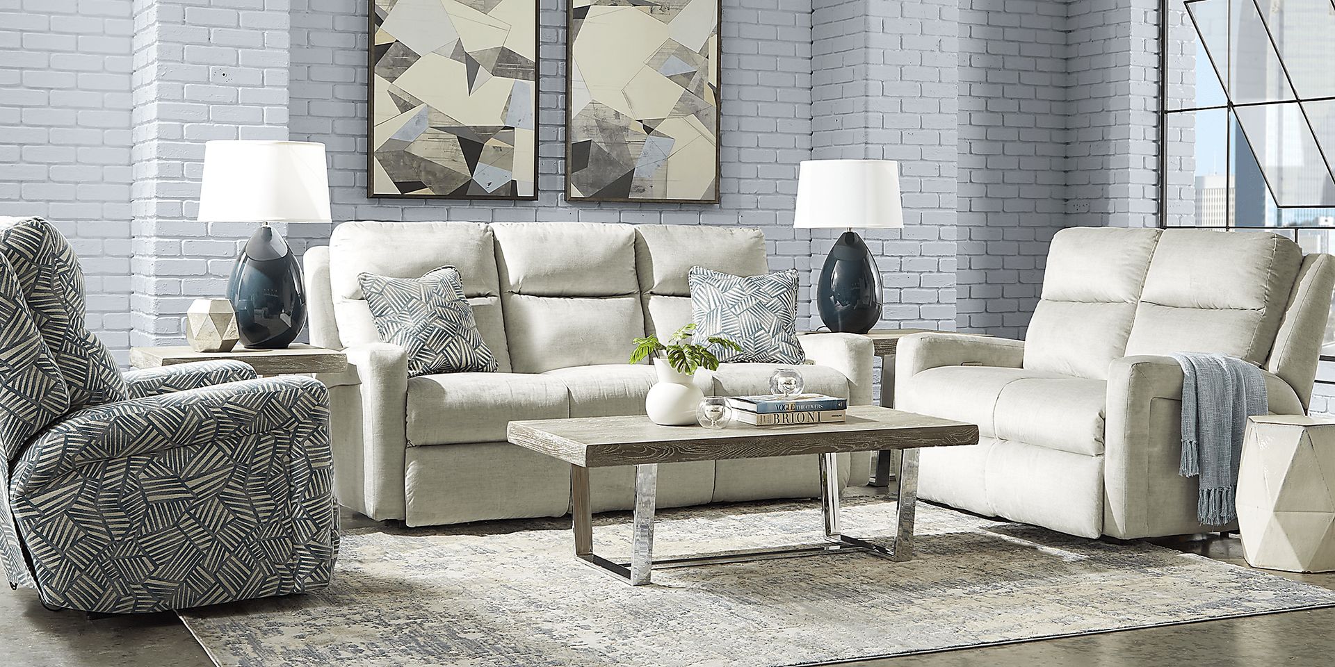 Swansen Gray 8 Pc Dual Power Reclining Living Room - Image 1