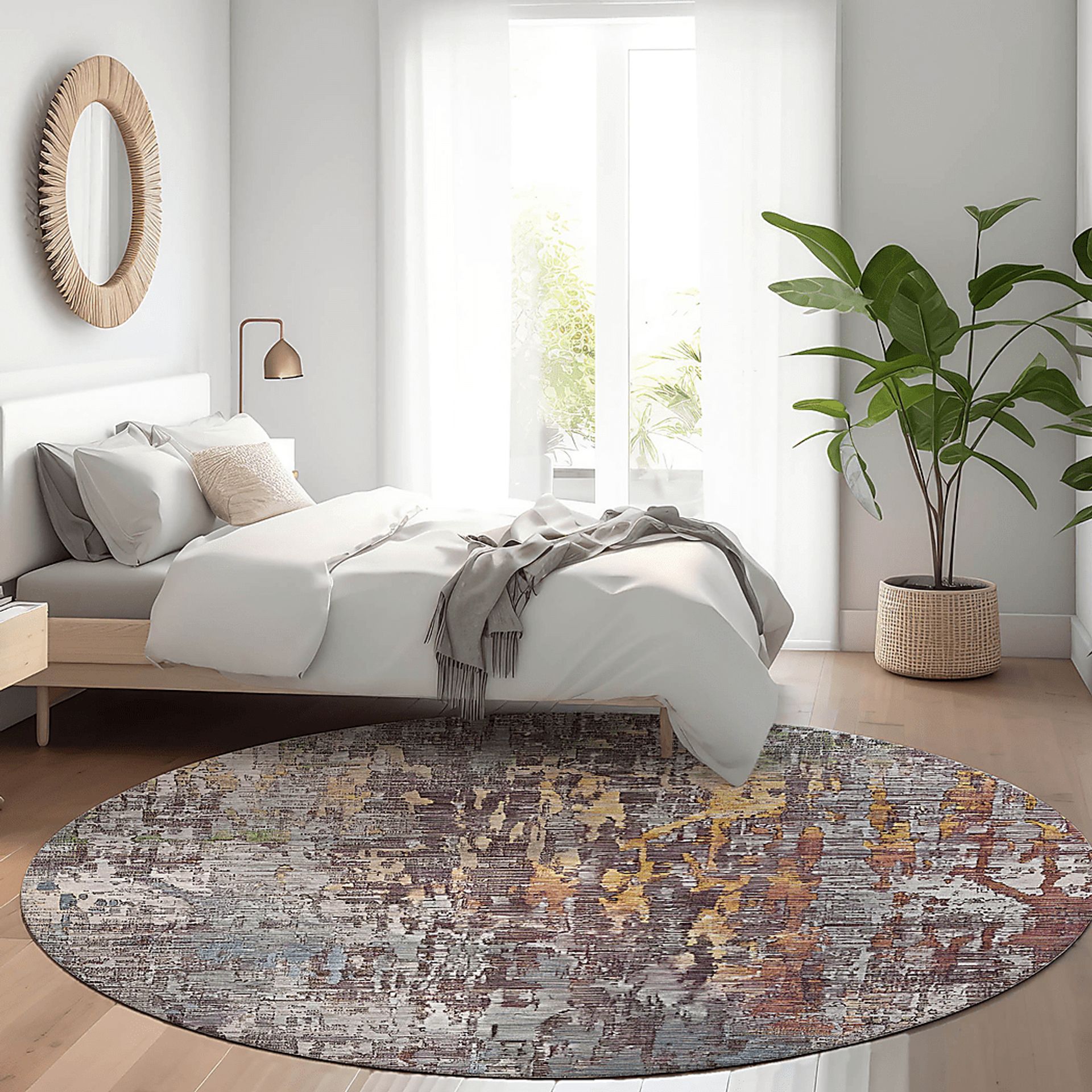 Swila Multi 8' Round Machine Washable Rug - Image 2