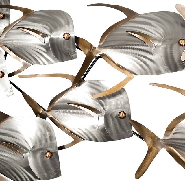 Swim With A Crowd Silver Indoor/Outdoor Wall Art - Thumbnail - Image 2