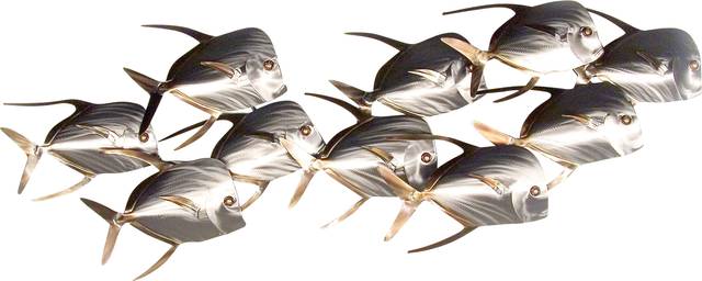 Swim With A Crowd Silver Indoor/Outdoor Wall Art - Thumbnail - Image 1