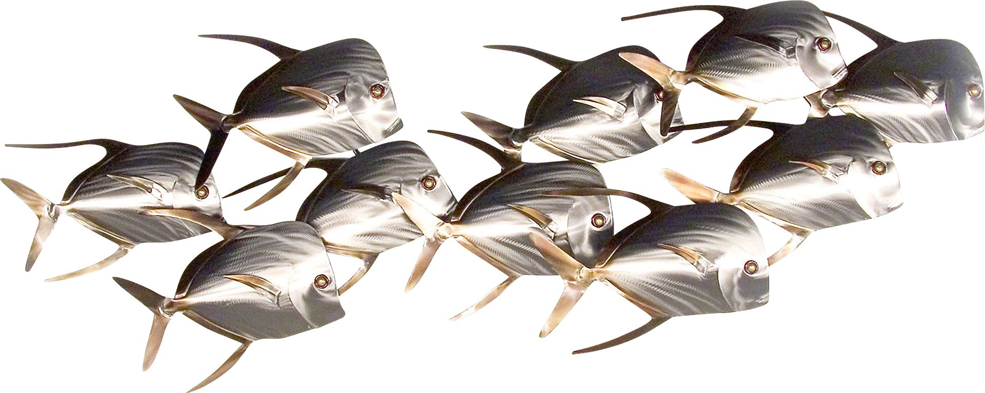 Swim With A Crowd Silver Indoor/Outdoor Wall Art - Image 1