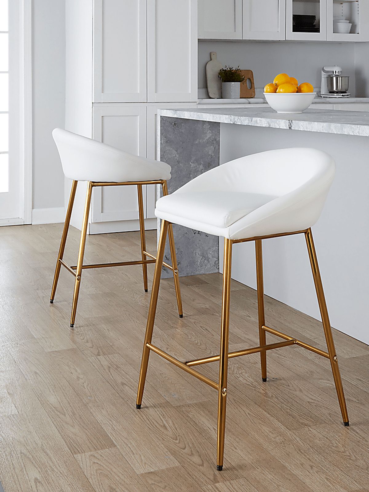 Sydenham Gold Colors,Metal White Counter Stool, Set Of 2 | Rooms to Go