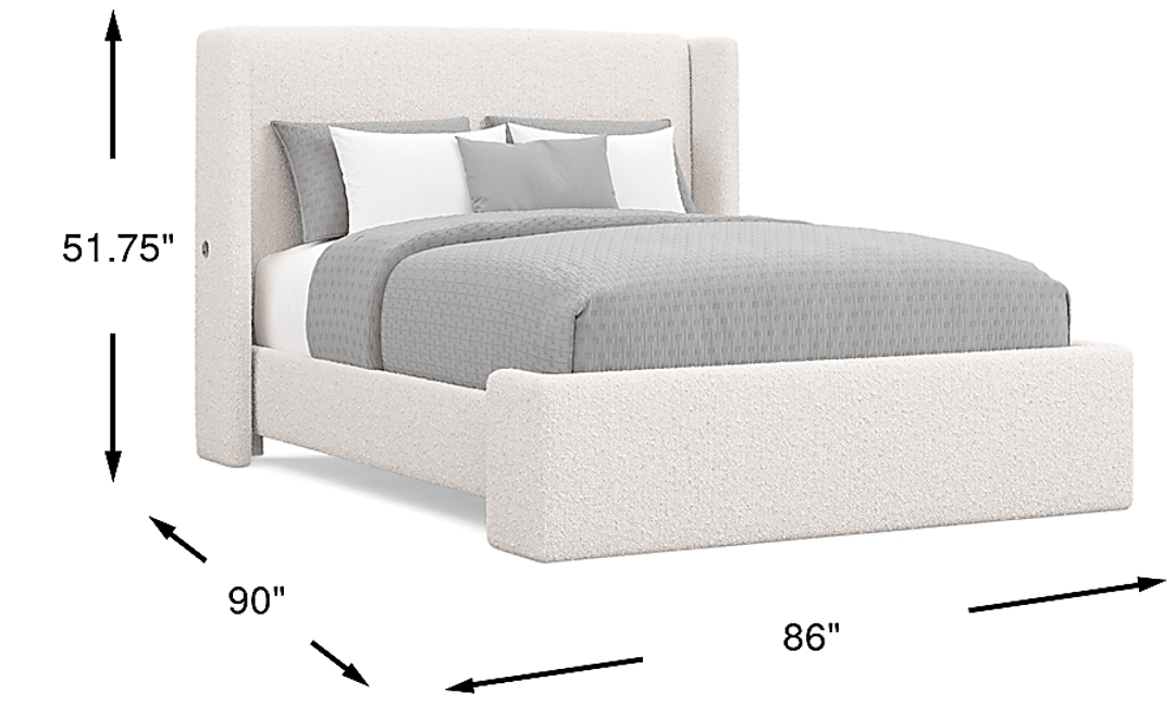 Sydney White 3 Pc King Upholstered Bed