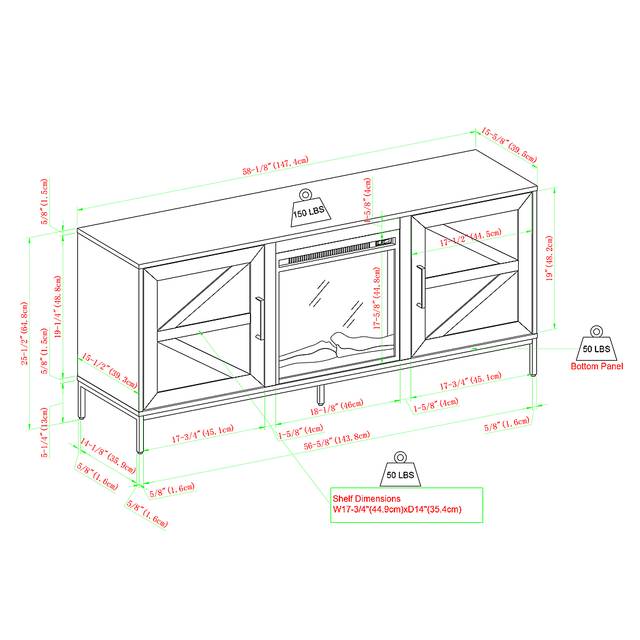 Sylvanfield Dark Oak 58 in. Console, With Electric Fireplace - Thumbnail - Image 7