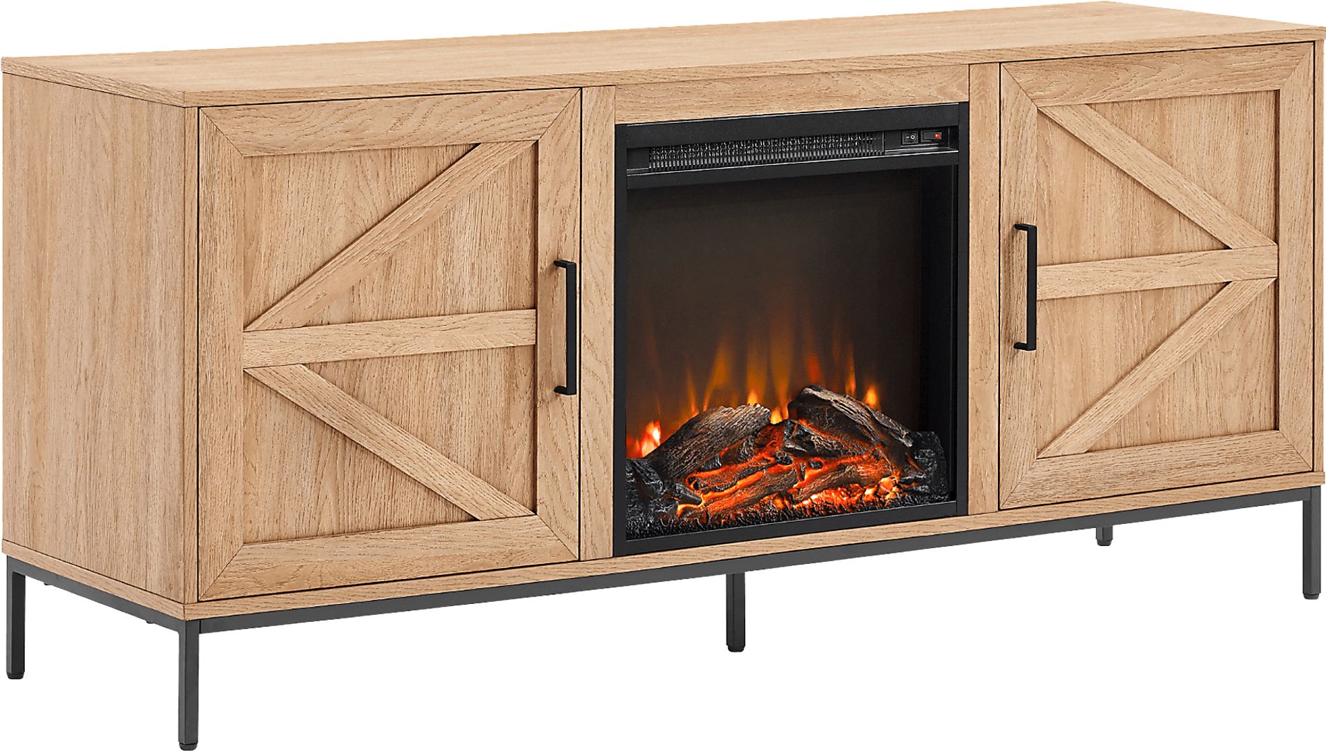 Sylvanfield Light Oak 58 in. Console, With Electric Fireplace - Image 1