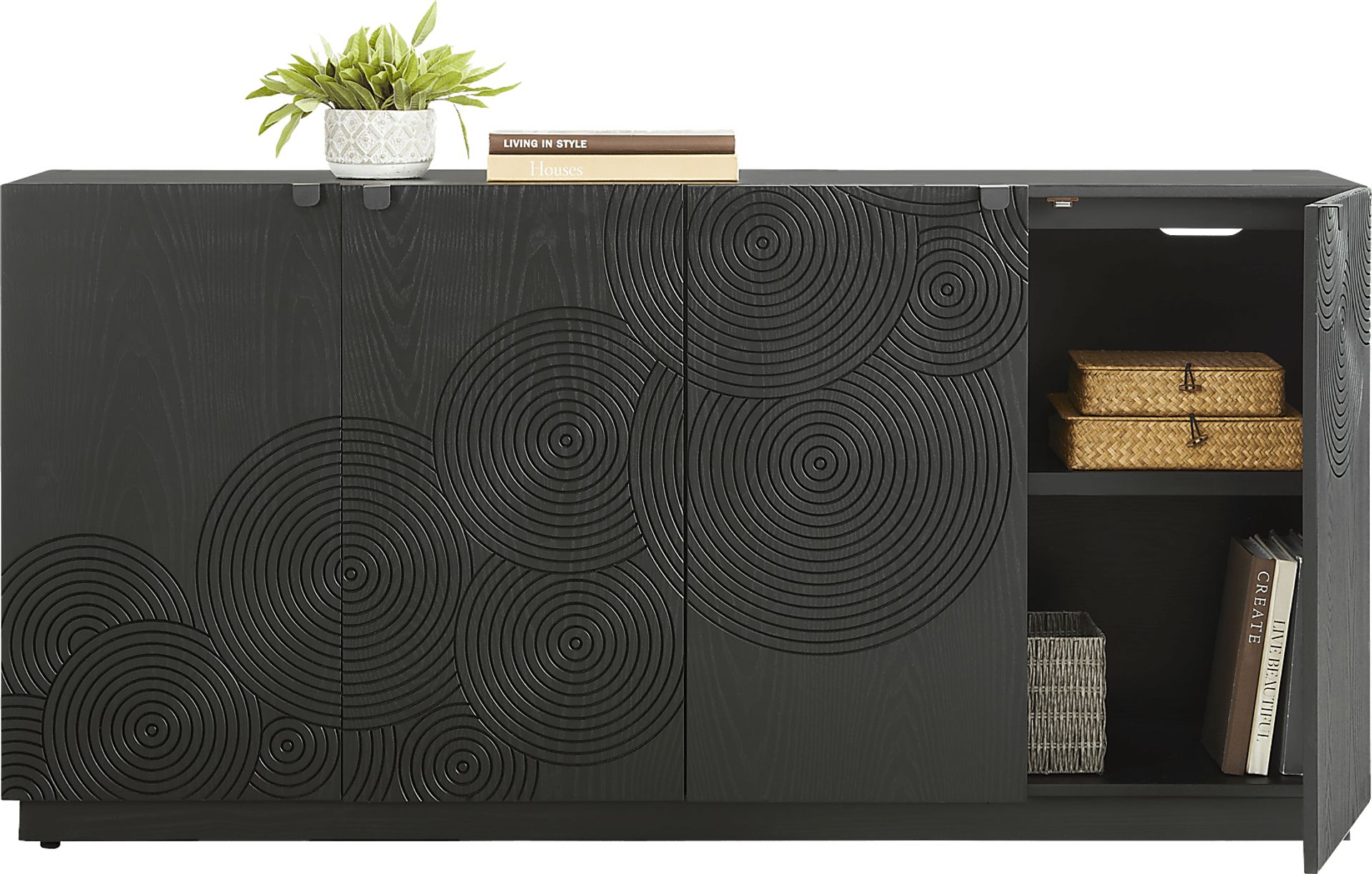 Sylvette Black 70 in. Credenza - Image 2