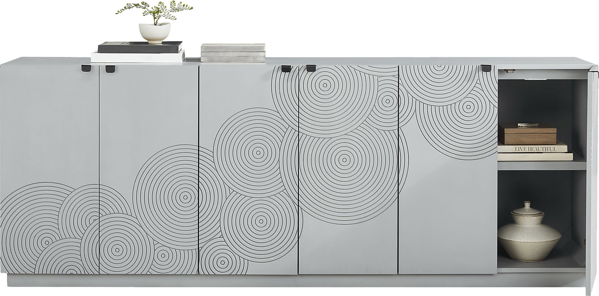 Sylvette Gray 90 in. Credenza - Image 2